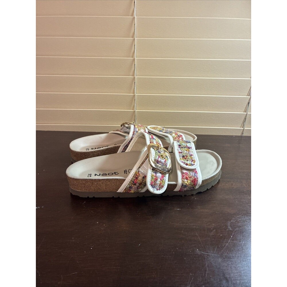 Naot Nashville Women's Pink And White Tweed & Leather Slide Size 39 (US 8)